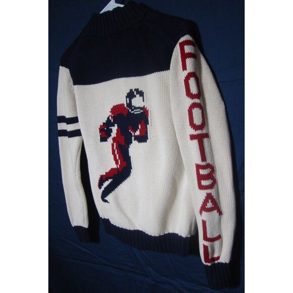 GAP KIDS Varsity Football Sweater Zip Front Cardigan Large RARE Red White Blue - Picture 4 of 4